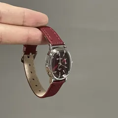 Women's Quartz Oval Dial Watch with PU Strap and Pin Buckle, Featuring Plexiglass Mirror and Pointer Display