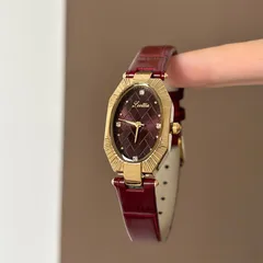 Women's Oval Dial Quartz Watch with Ordinary Glass Mirror and Pointer Display, Featuring Pin Buckle Strap