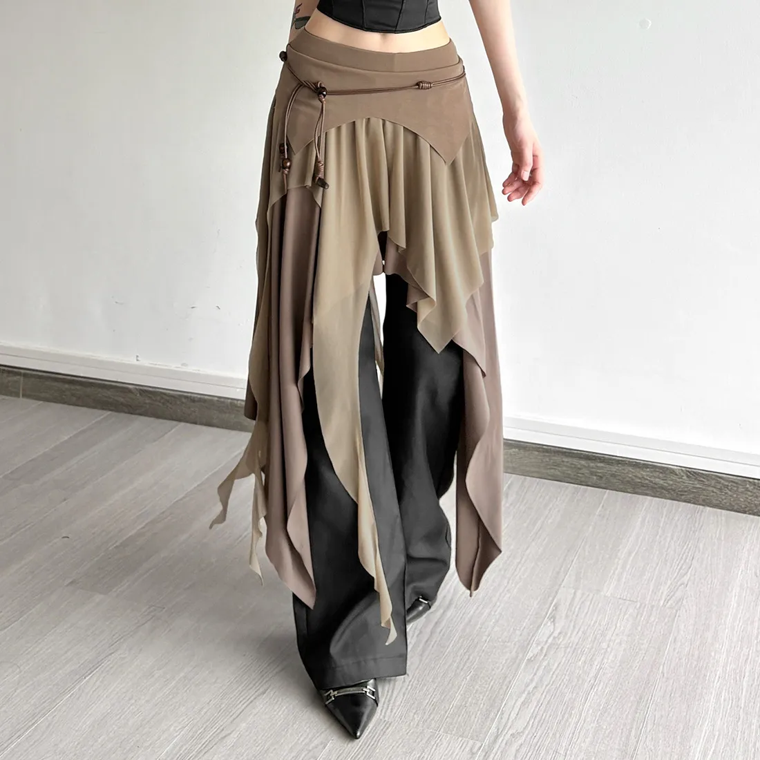 Polyester A-Line Skirt featuring Asymmetrical Design for a Stylish Look