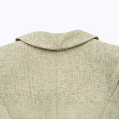 Elegant Solid Color Long Sleeve Polyester Blazer with Patchwork and Single Breasted Closure