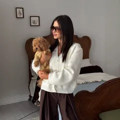 Solid Color Casual Long Sleeve Knit Sweater for Women Featuring Knitted Craft and Single Breasted Design