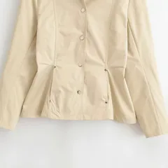 Casual Solid Color Single Breasted Coat Jacket for Women in Polyester Fabric with Contrast Binding Detail