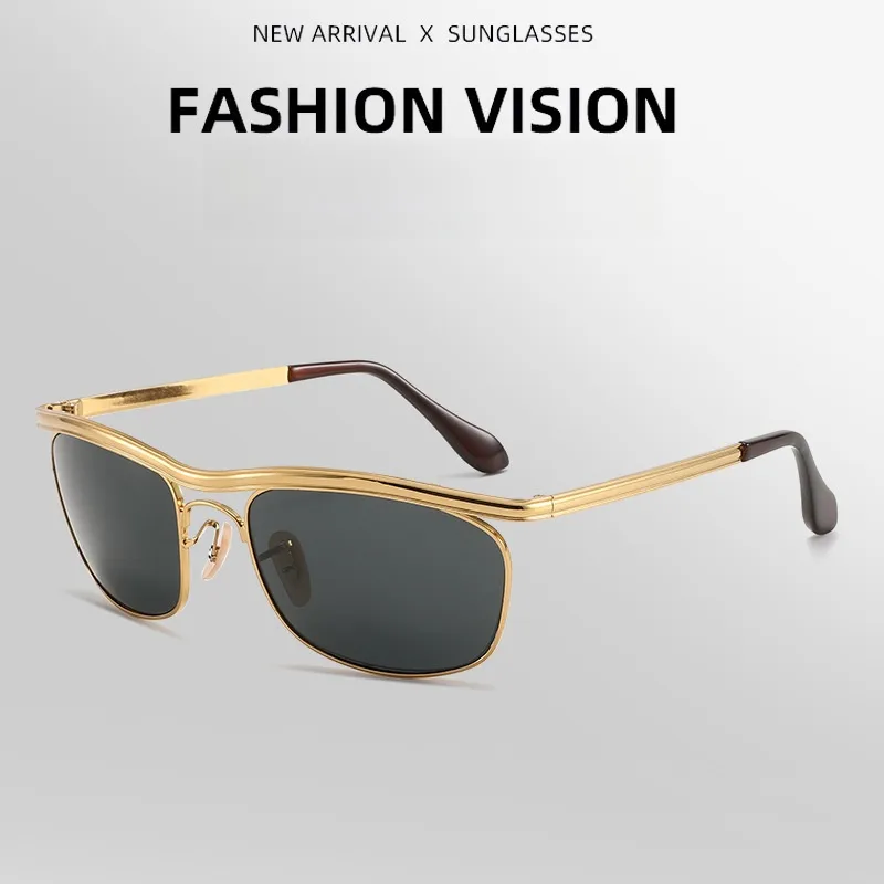 Men's Aviator Sunglasses with Full Frame Glass Lens in Gold, Perfect for Spring and Summer