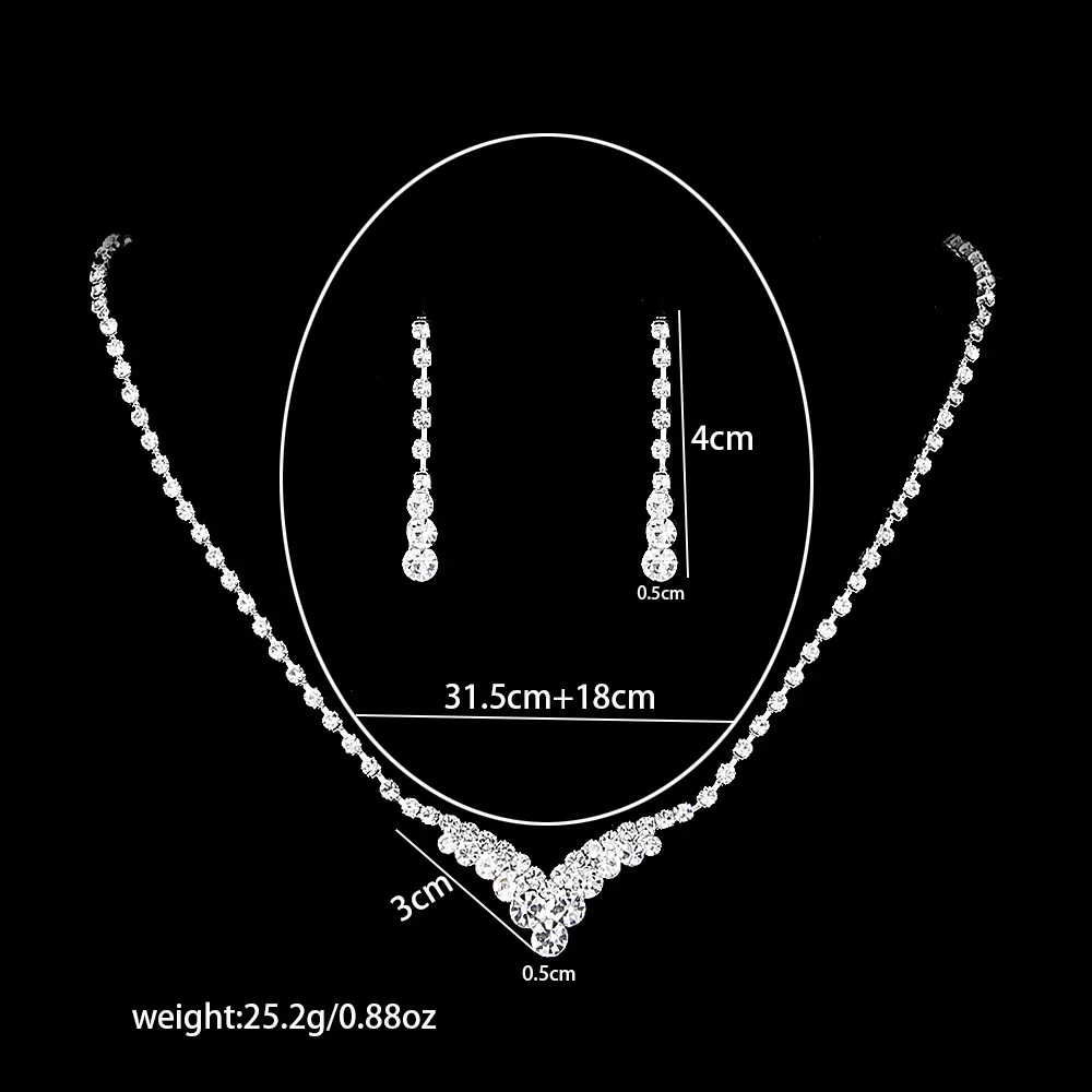 Geometric Jewelry Set for Women with Silver Plated Electroplated Finish, Rhinestones, and Claw Setting