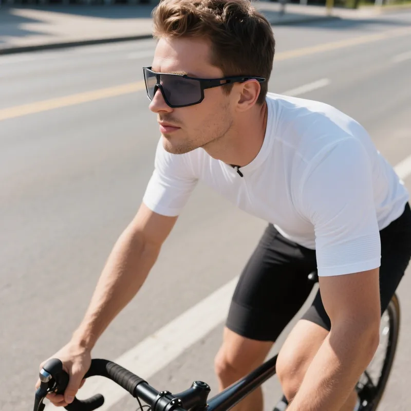Trendy Windproof PC Cycling Glasses with White Frame Silver Mercury Lenses