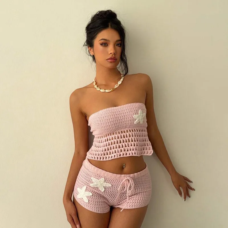 Women’s Solid Color Sundress in Natural Pink, Knitted Imitation Cotton Fabric, Perfect Beachwear