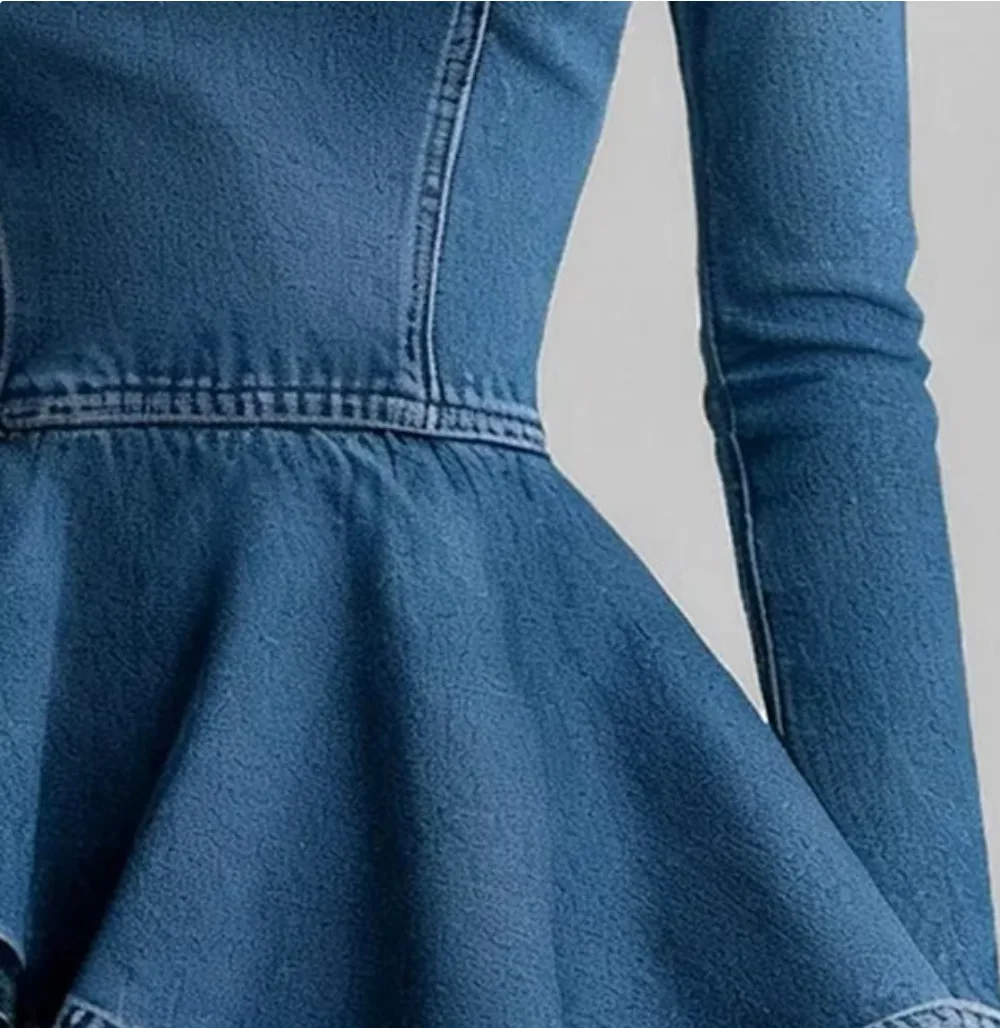 Women's Commute Denim Jacket Coat with V Neck and Regular Long Sleeves, Made from Durable Polyester Fabric