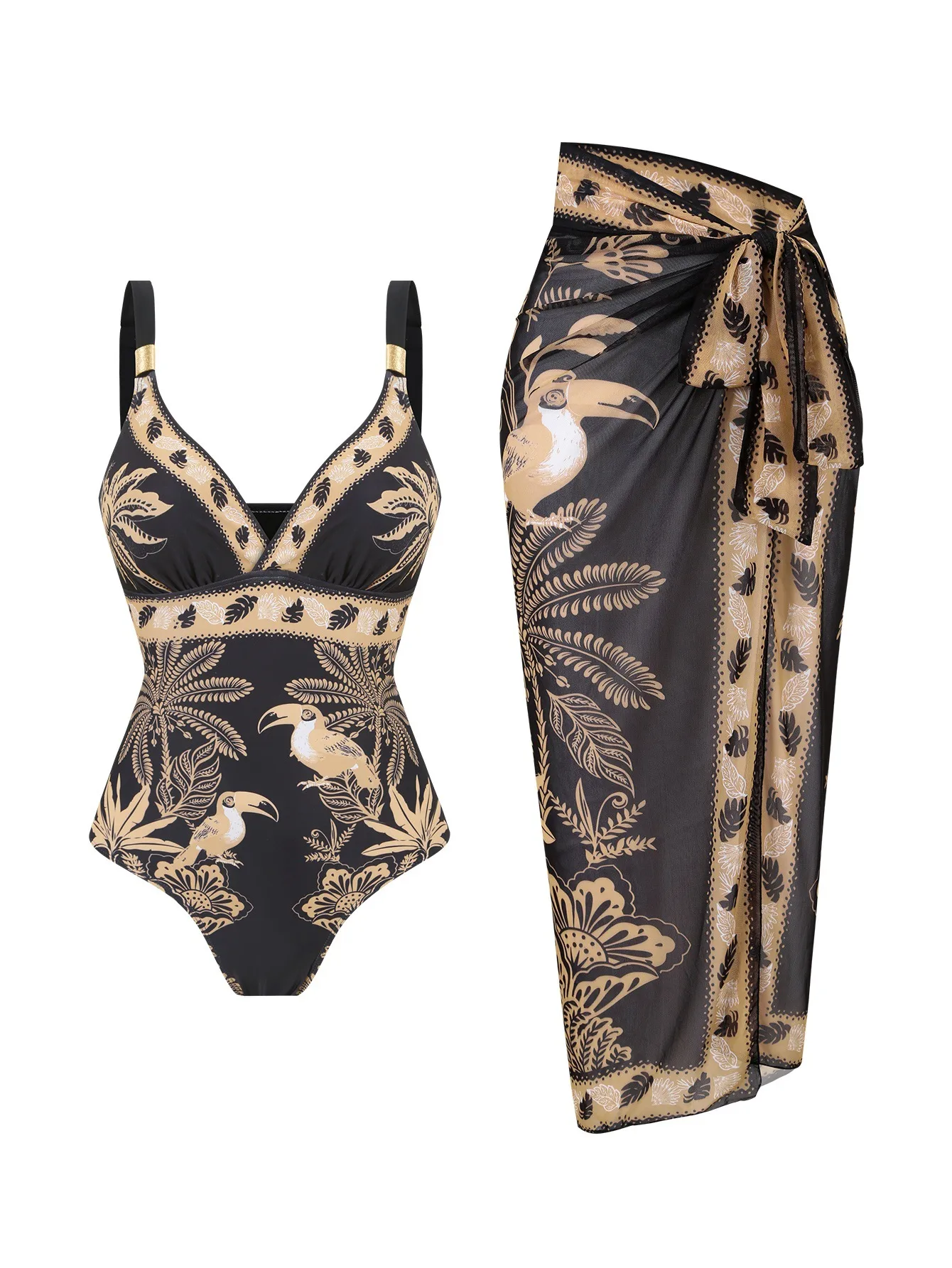 Women's One-piece Swimsuit in Polyester Fabric Featuring Printing, Perfect for Beach Wear