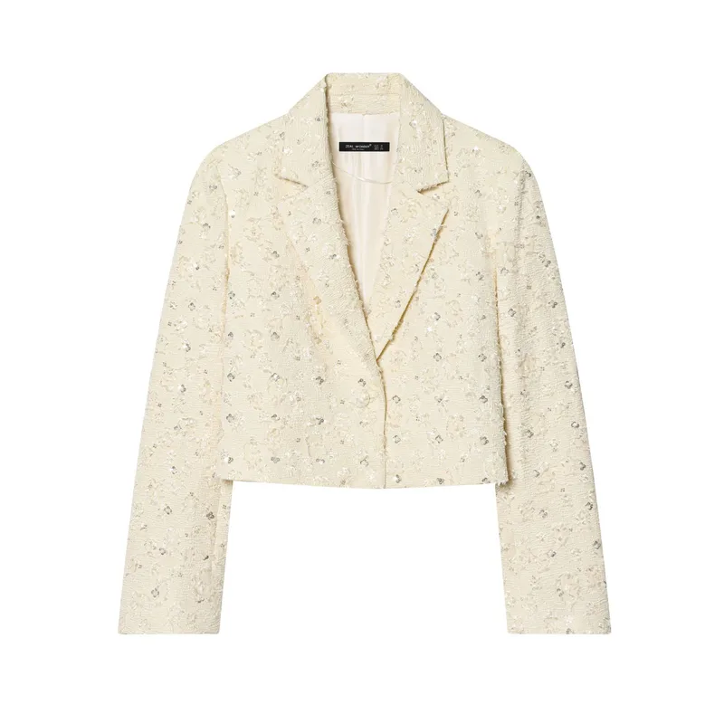 Elegant Long Sleeve Polyester Blazer with V Neck and Regular Sleeve Style