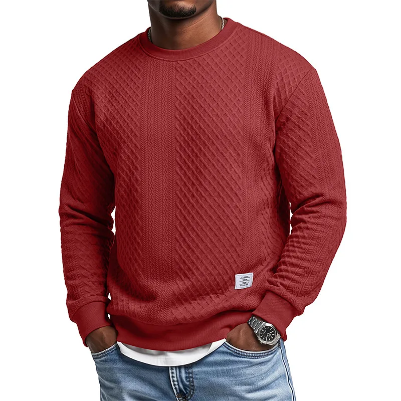 Men's Vintage Style Solid Color Royal Blue Long Sleeve Hoodie in Polyester Featuring Jacquard Craft