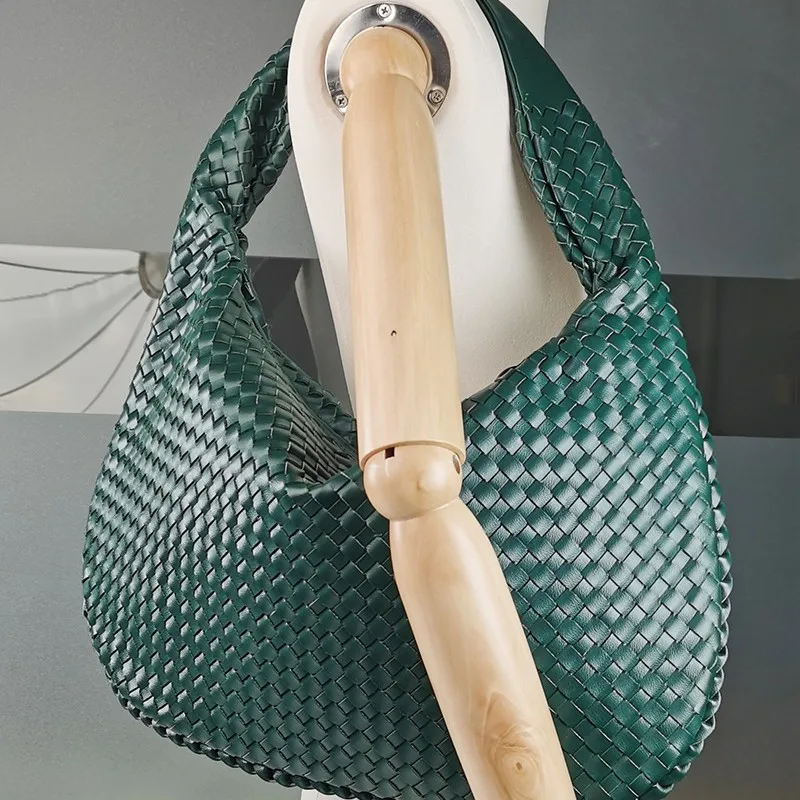 Solid Color Medium Vacation Women Underarm Bag with Braid Detail, Zipper Closure, and PU Leather Material