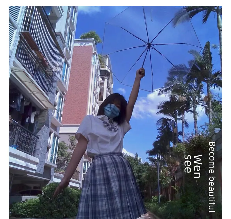 Umbrella transparent umbrella folding umbrella full-automatic transparent three-fold umbrella can print advertising logo advertising umbrella manufacturers supply