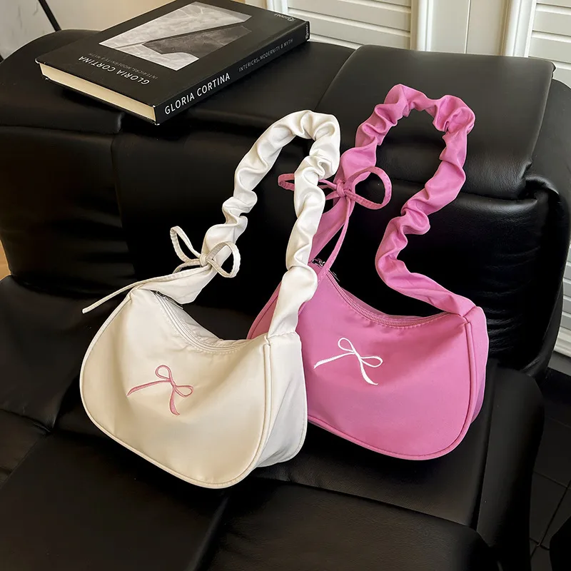 Square PU Underarm Bag for Women with Bowknot and Single Shoulder Strap