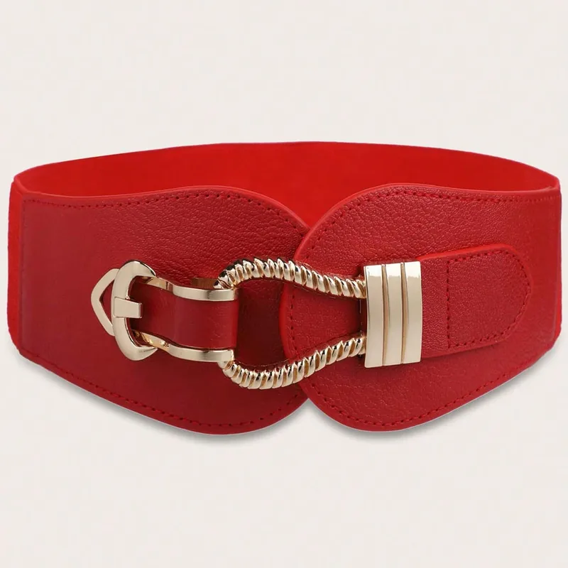 French Style Women's Belt with Smooth Elastic Band and Alloy Buckle