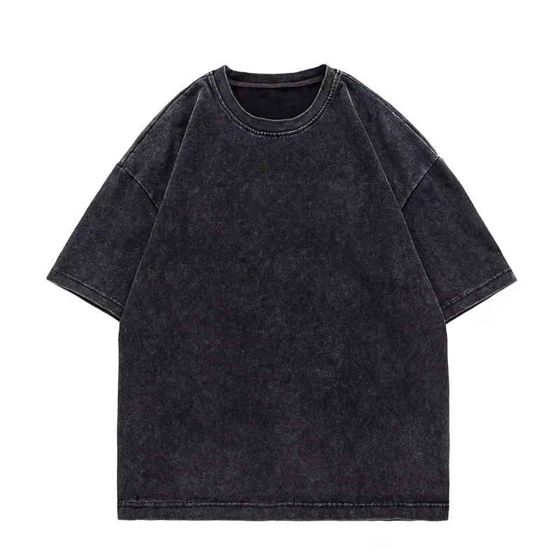Loose Fit Washed Cotton Round Neck Short Sleeve T-Shirt