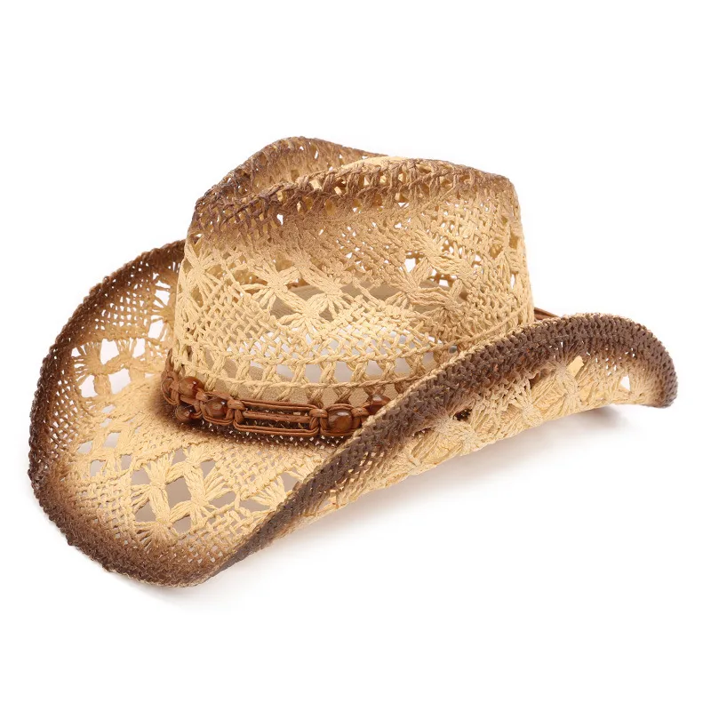 Unisex Color Block Cowboy Hat with Curved Brim, Handmade in British Retro Style, Perfect for Spring and Summer 2023