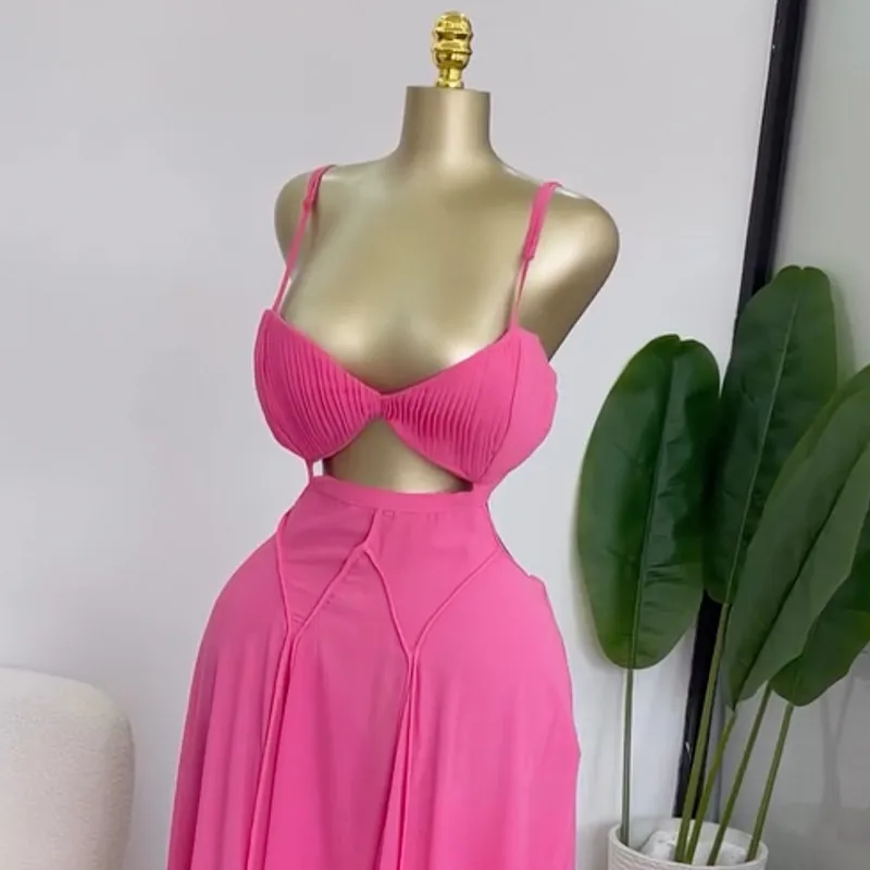 Tie Dye Sleeveless Strap Dress in Chiffon Fabric, Perfect Vacation Holiday Dress