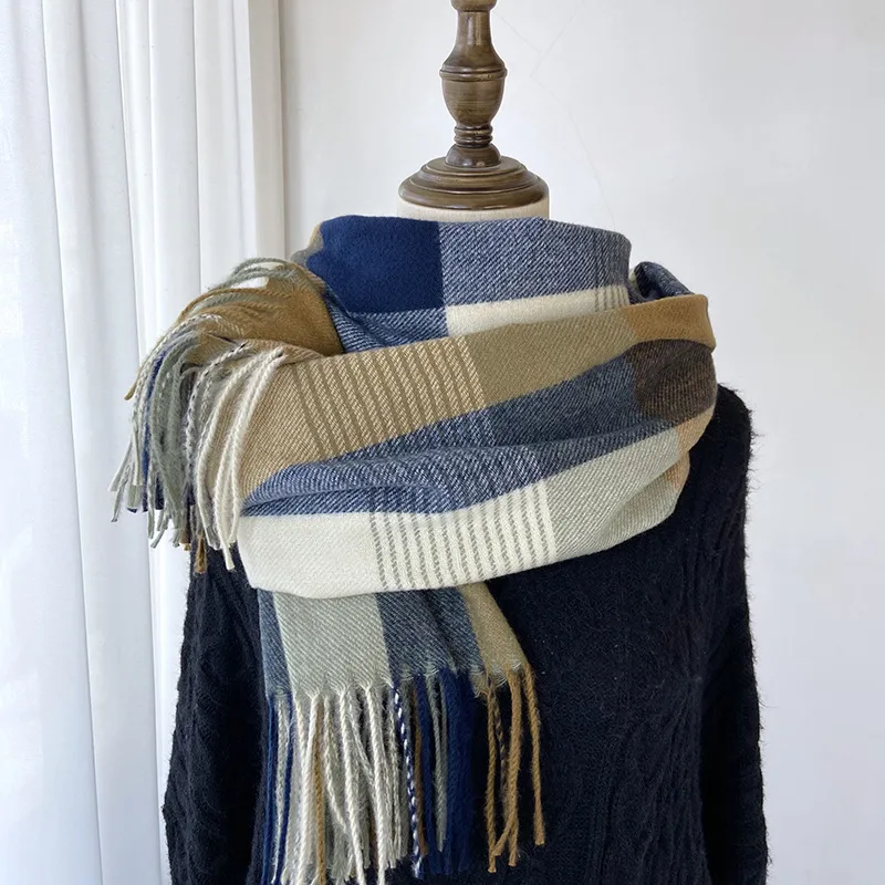Women's Casual Simple Style Streetwear Lattice Imitation cashmere Tassel Scarf