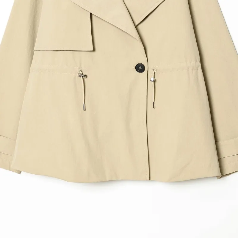 3D Print Single Breasted Trench Coat in Polyester Fabric Featuring Patchwork Craft for Streetwear Style