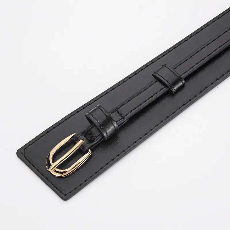 Women's Business PU Leather Belt with Alloy Buckle in Black Brown Coffee