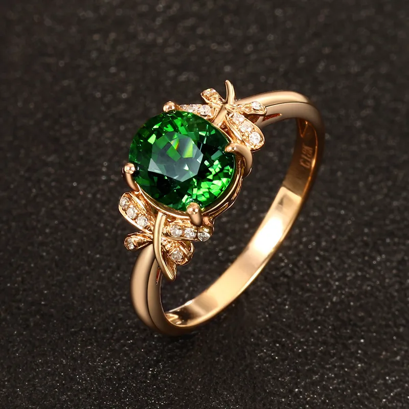 Butterfly Open Ring for Women in Copper with 18K Real Gold Plated Electroplated Finish and Artificial Gemstones Inlay