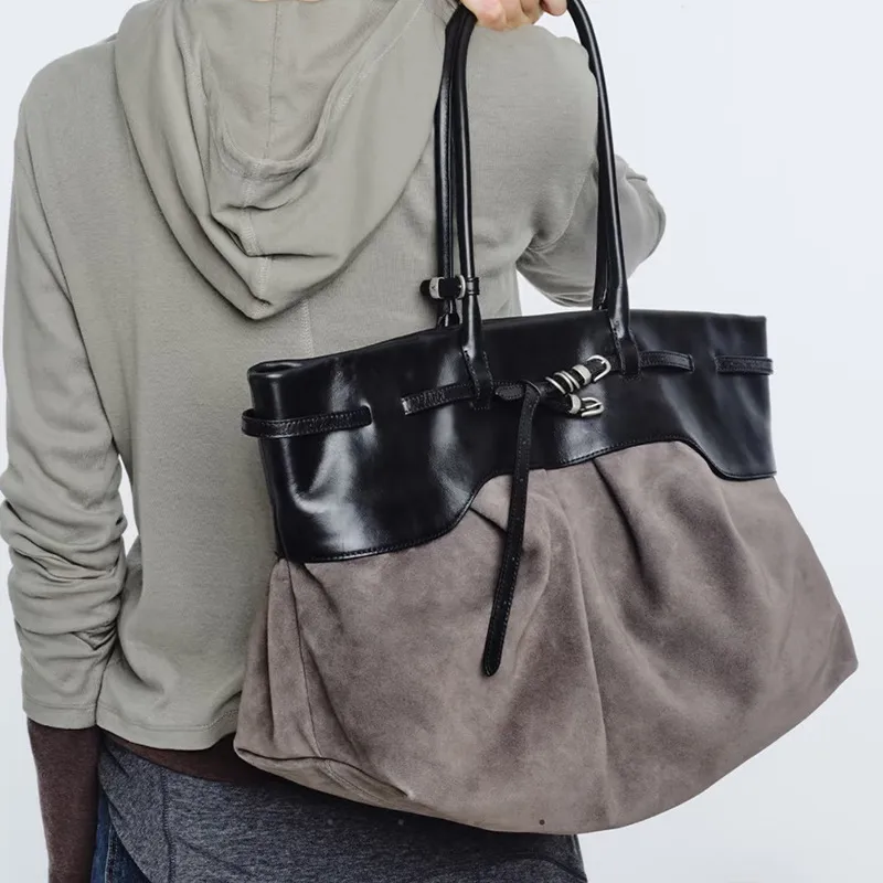 Women’s Square Suede Shoulder Bag with Metal Button Featuring Single Shoulder Strap