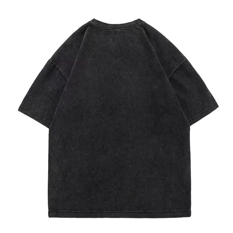 Loose Fit Washed Cotton Round Neck Short Sleeve T-Shirt