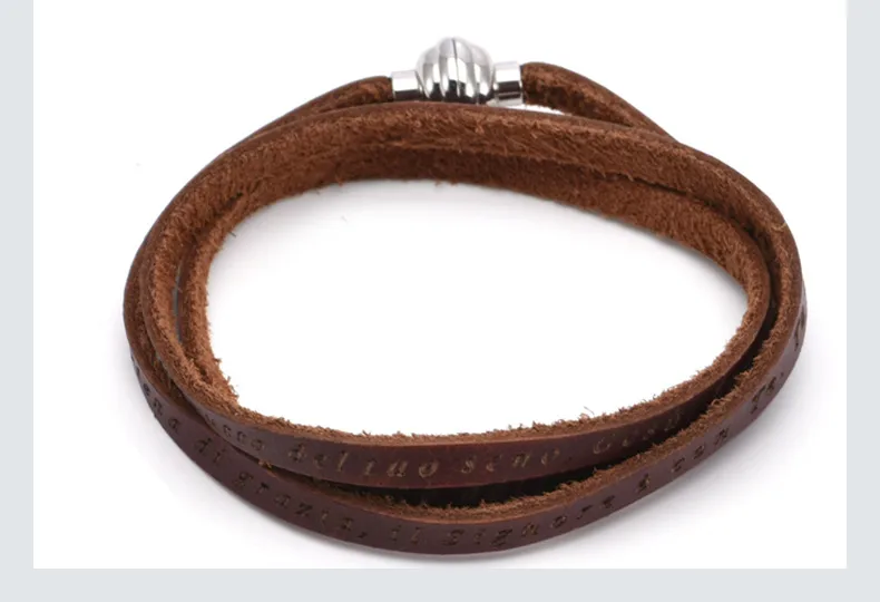 Men's Multi-Layer Leather Rope Bracelet with Titanium Steel Pendant Vintage Magnetic Clasp