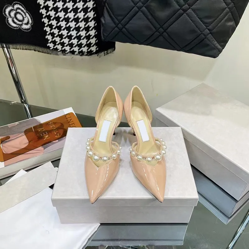 Women's High Heel Sandals with Rubber Sole and Stiletto Heel Featuring Patent Leather Upper for Spring and Summer