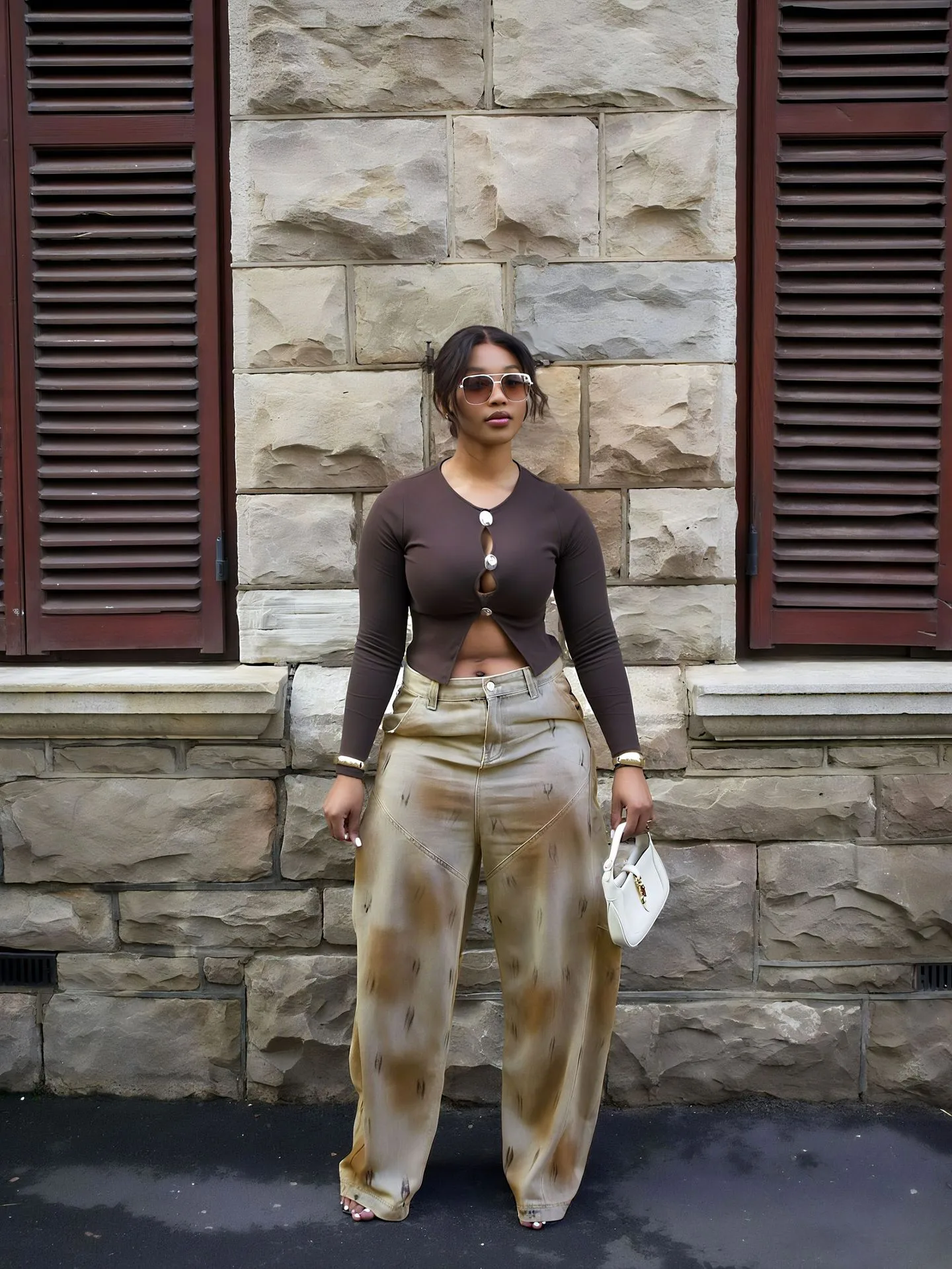 Women's Wide Leg Denim Cotton Jeans in Full Length Featuring Washed Streetwear Style for Spring