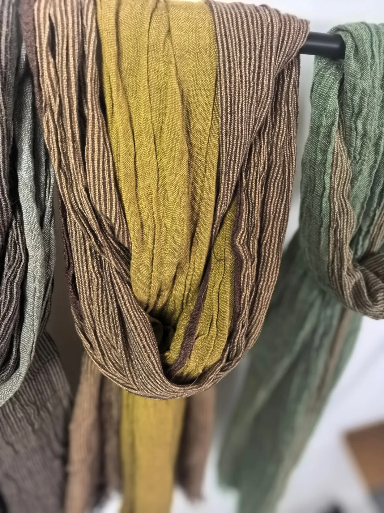 Stripe Rayon Scarf in Beige, Perfect for Autumn & Winter