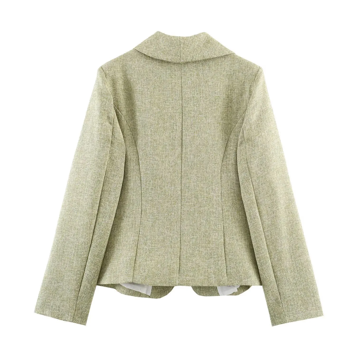 Elegant Solid Color Long Sleeve Polyester Blazer with Patchwork and Single Breasted Closure