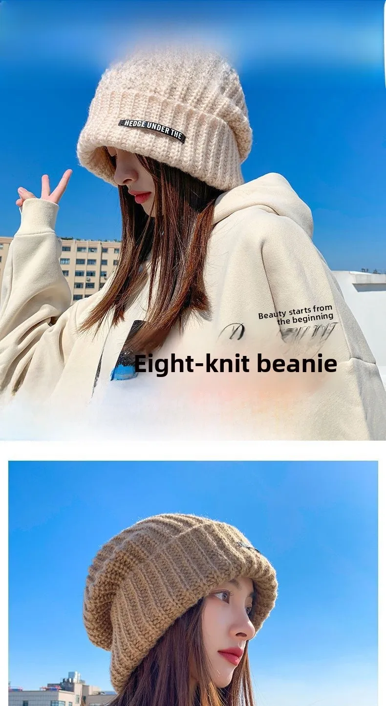 Women's Winter Knit Wool Beanie Hat Brimless for Cold Weather