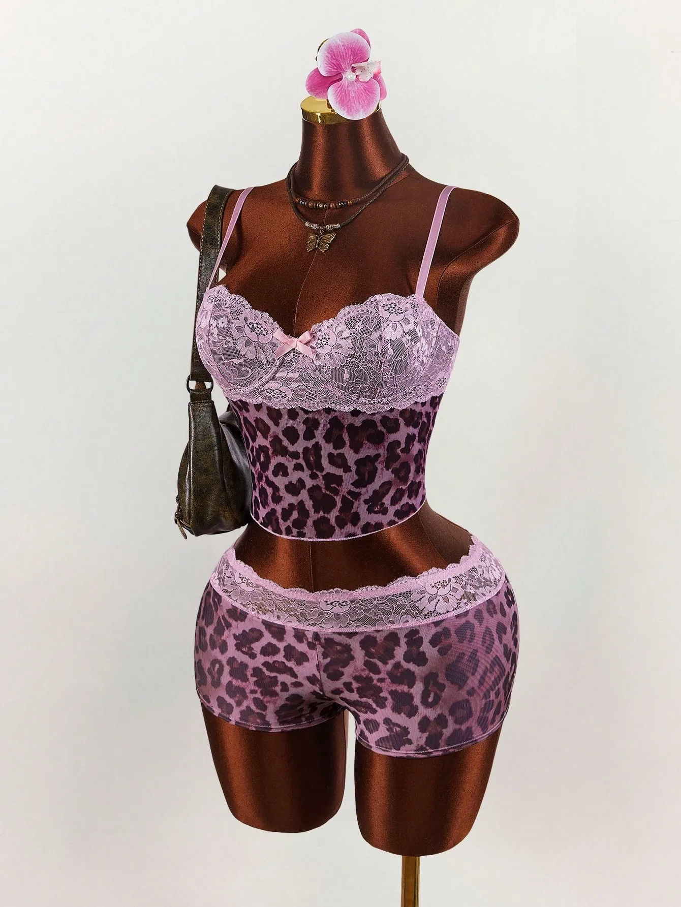Sexy Leopard Print Shorts Co-ord Set in Elastane Fabric with Printing Craft, Sleeveless Casual Style Shorts