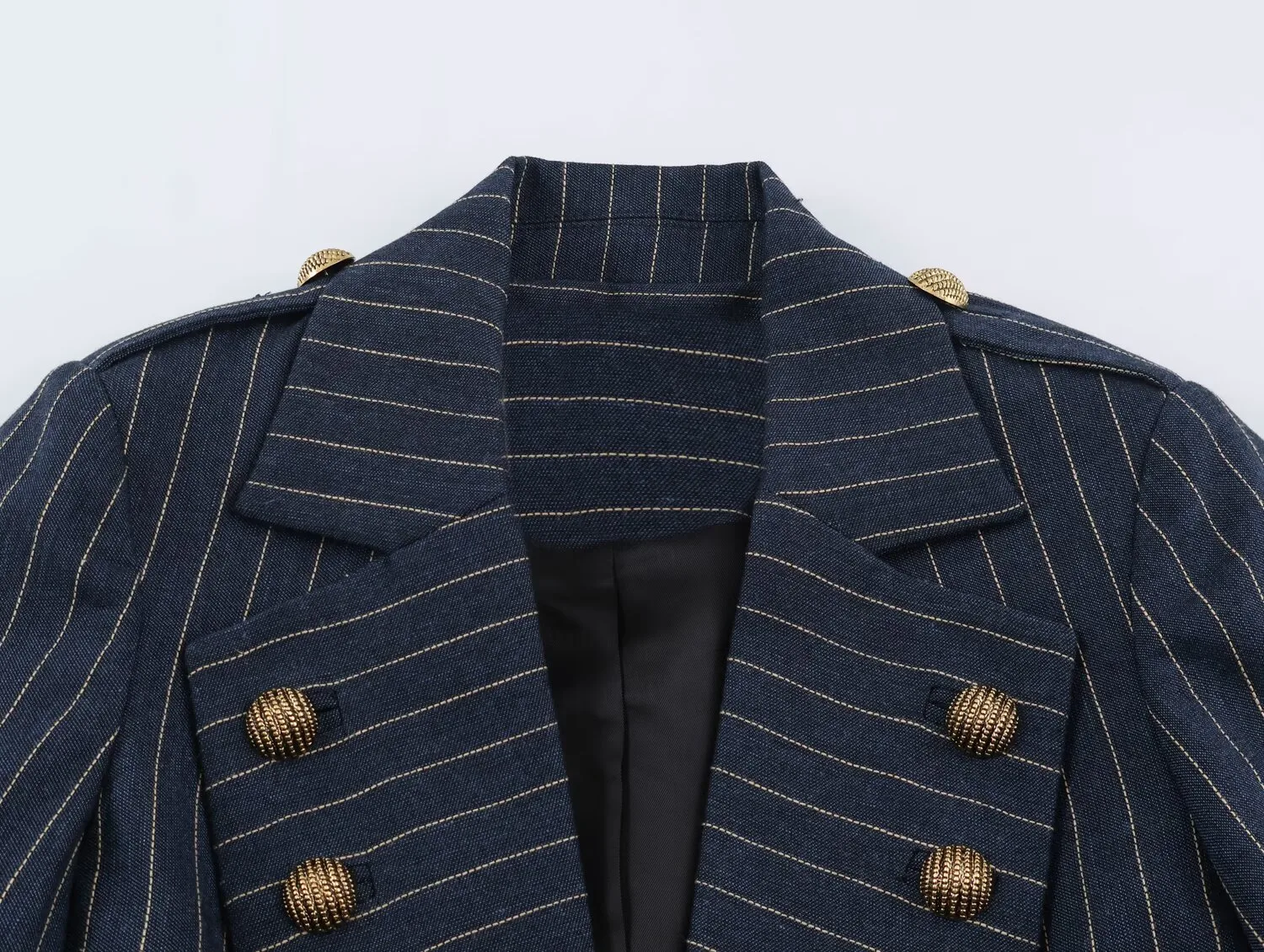 Casual Stripe Single Breasted Blazer with Lapel Collar in Polyester Featuring Asymmetrical Design