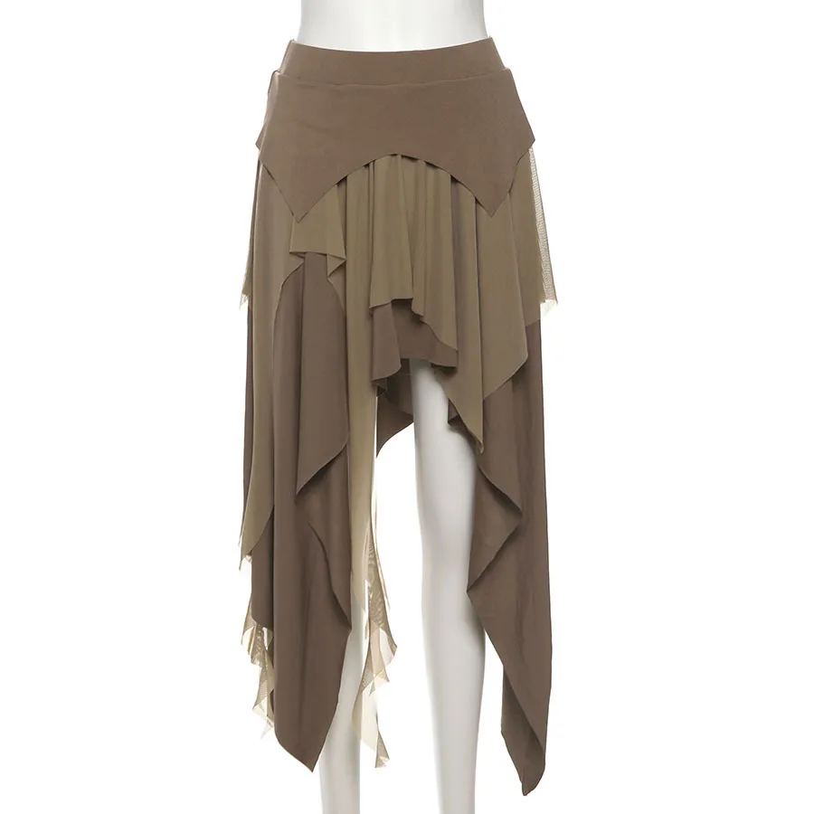 Polyester A-Line Skirt featuring Asymmetrical Design for a Stylish Look
