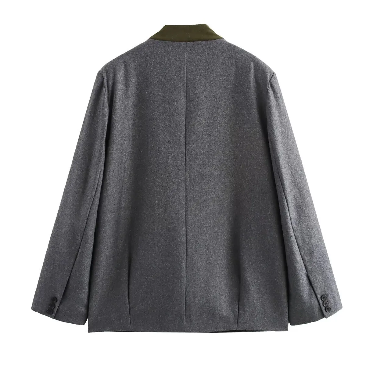 Solid Color Long Sleeve Polyester Streetwear Blazer with Single Breasted Closure and Regular Sleeves