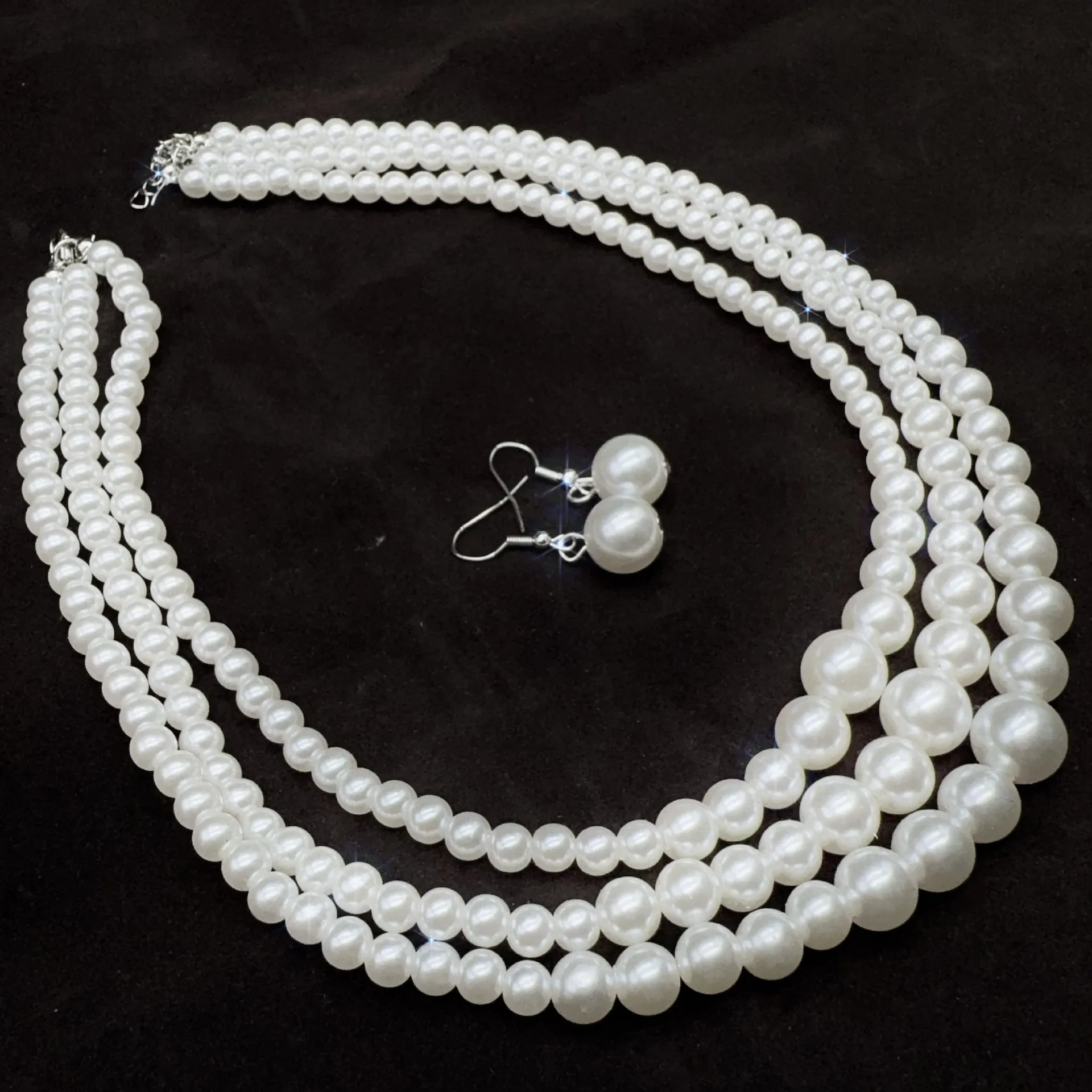 Handmade Jewelry Set for Women Featuring Imitation Pearl with Beaded Chain and Elegant Pearl Pattern