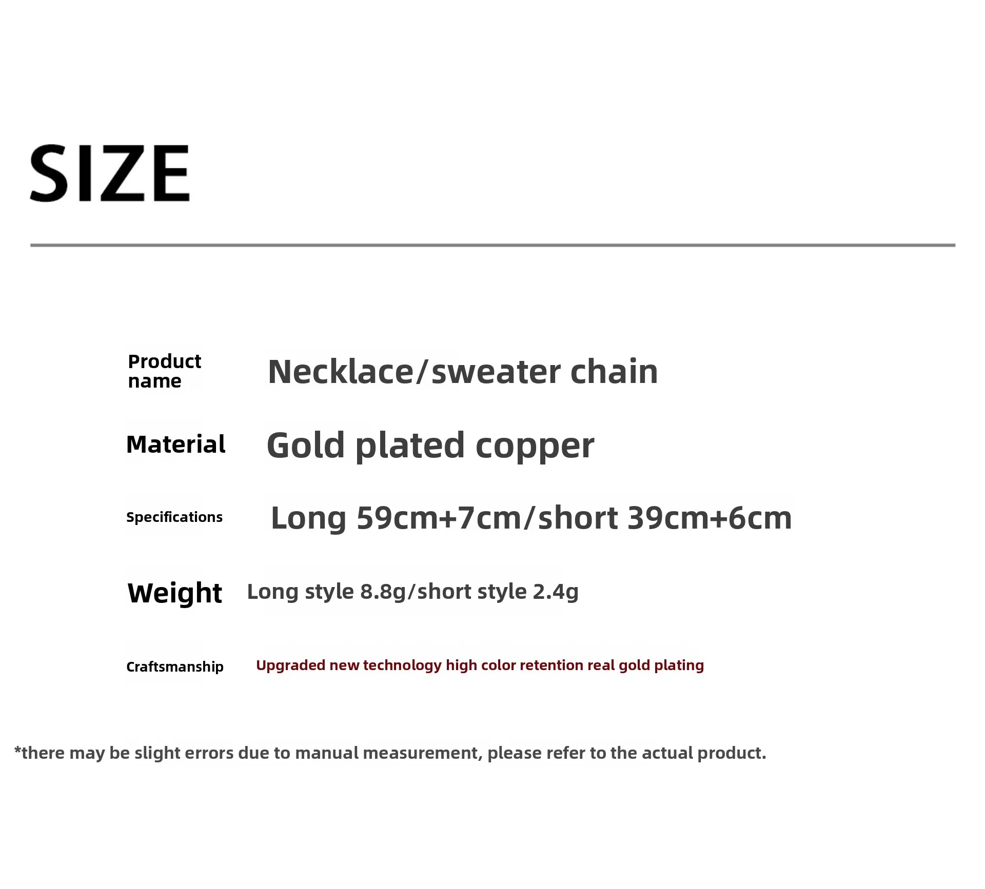 Gold Geometric Circle Necklace for Women Simple Style Copper Pendant Sweater Chain