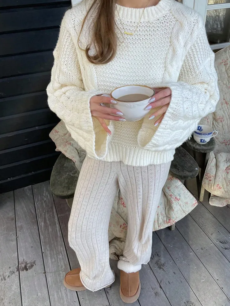 Solid Color Casual Acrylic Sweater with Long Sleeve Featuring Patchwork Design and Pullover Style