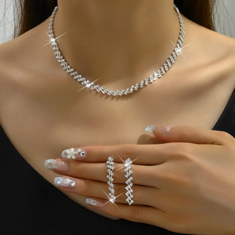 Elegant Water Droplets Necklace in Silver Featuring Copper Pendant Material with Zircon Inlay, Unisex Design