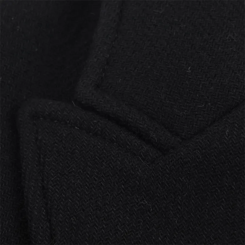 Elegant Woolen Coat for Women with Tie Placket, Polyester Fabric, Belt Detail, Lapel Collar, and Long Sleeves