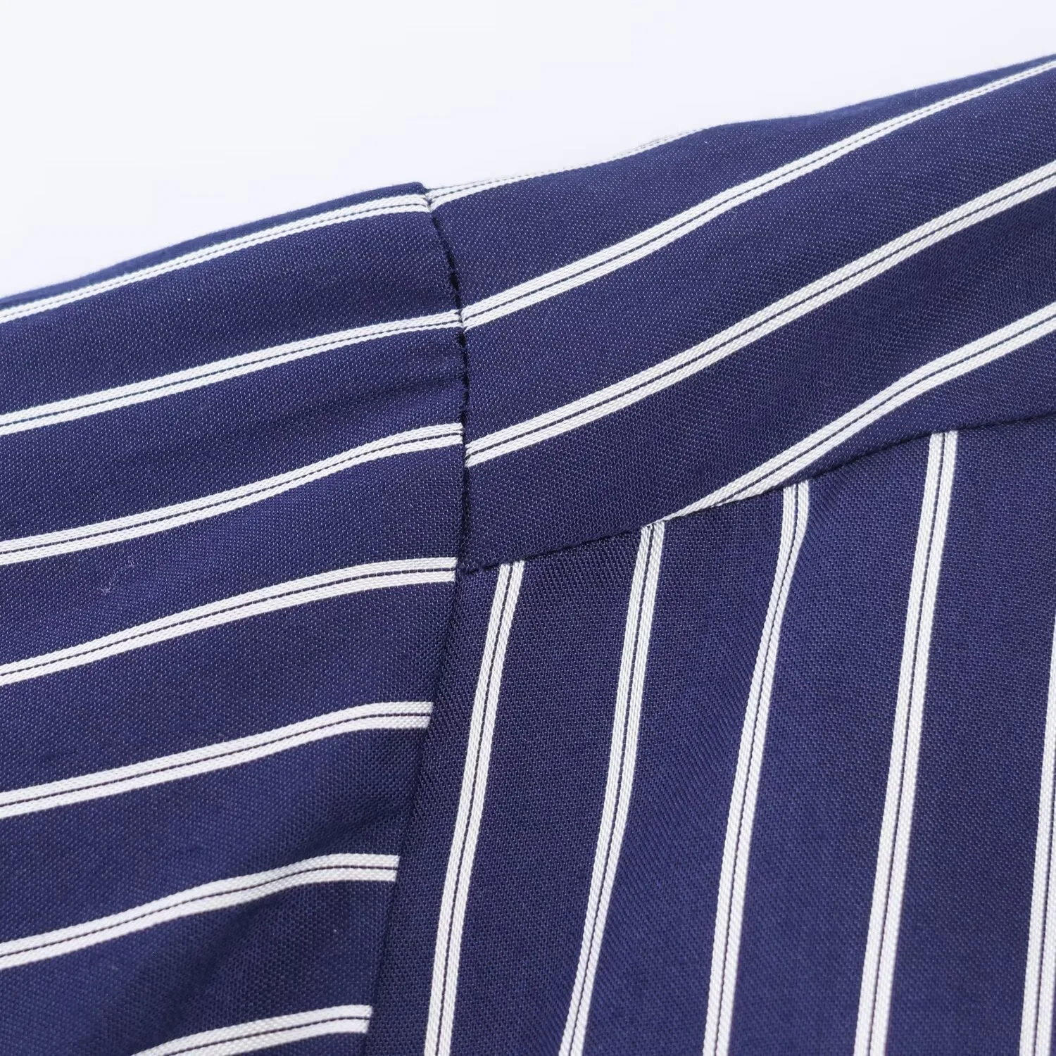 Stripe Blouse for Women in Vintage Style with Puff Sleeve, Polyester Fabric, Featuring Single Breasted Closure and Shirt Collar