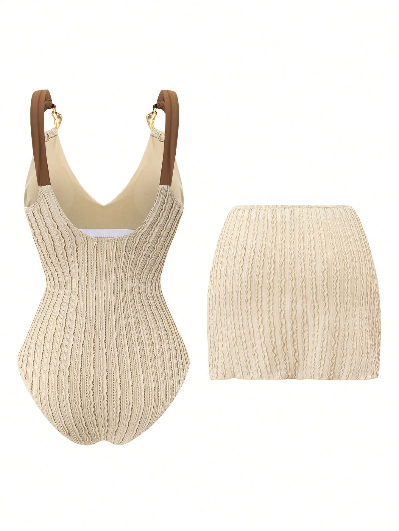 Women's Stripe One-Piece Swimsuit in Polyester Fabric, Perfect for Beach Wear