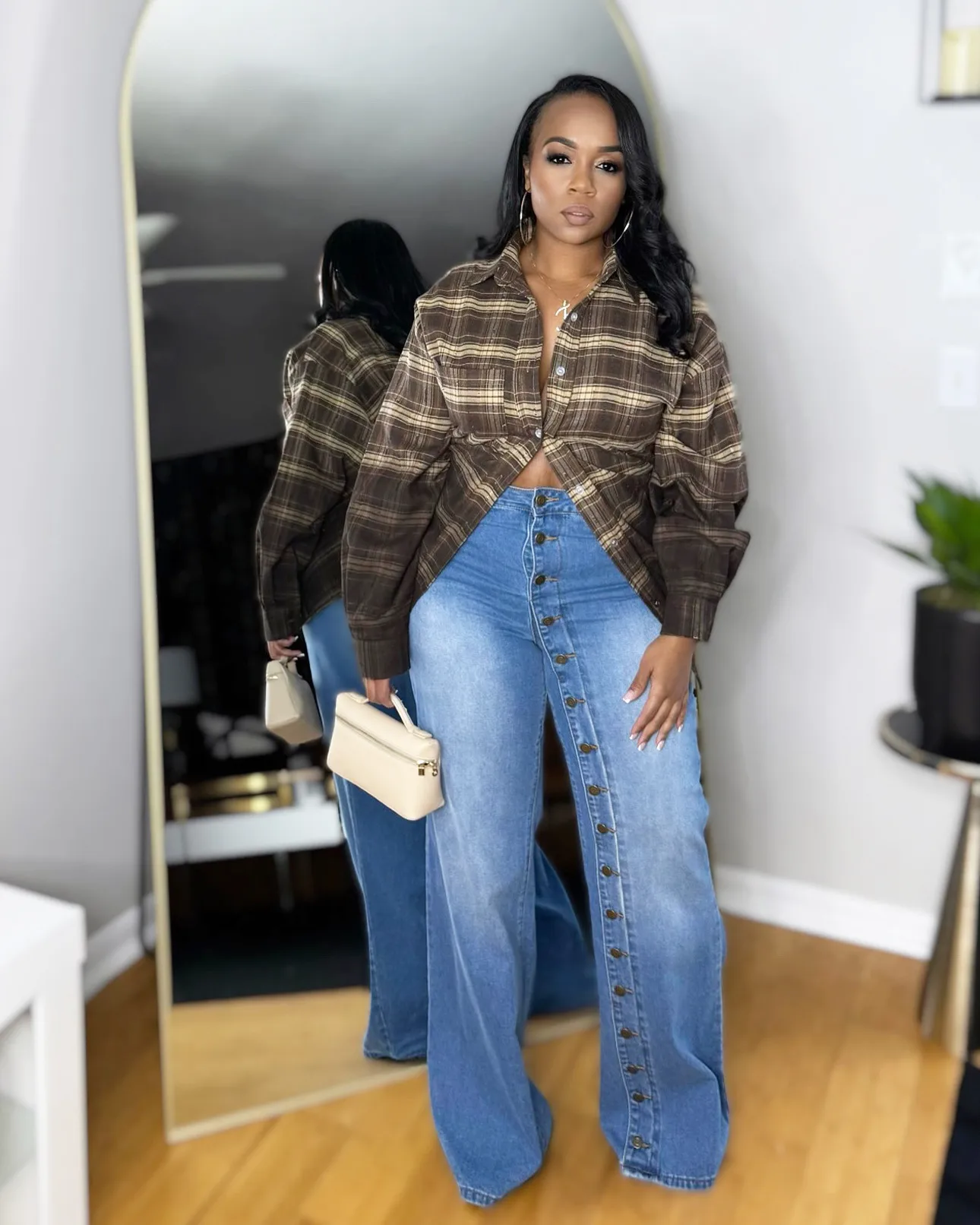 Women's Full Length Denim Cotton Jeans in Streetwear Style with Washed Craft, Inelastic Fabric for Spring