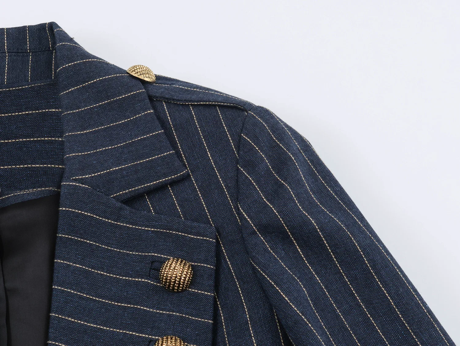 Casual Stripe Single Breasted Blazer with Lapel Collar in Polyester Featuring Asymmetrical Design