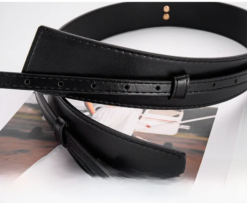 Women's Business PU Leather Belt with Alloy Buckle in Black Brown Coffee