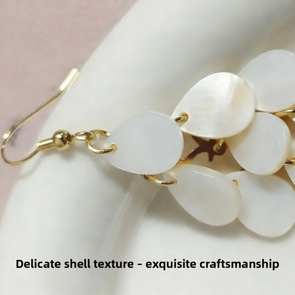 Handmade Shell Clip Earrings for Women with Screw Back in White
