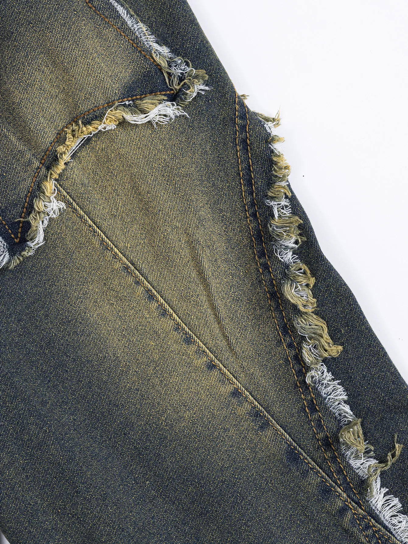 Vintage Style Star Flared Pants in Full Length Featuring Denim Cotton Fabric with Raw Hem and Micro-Elastic Stretch for Women