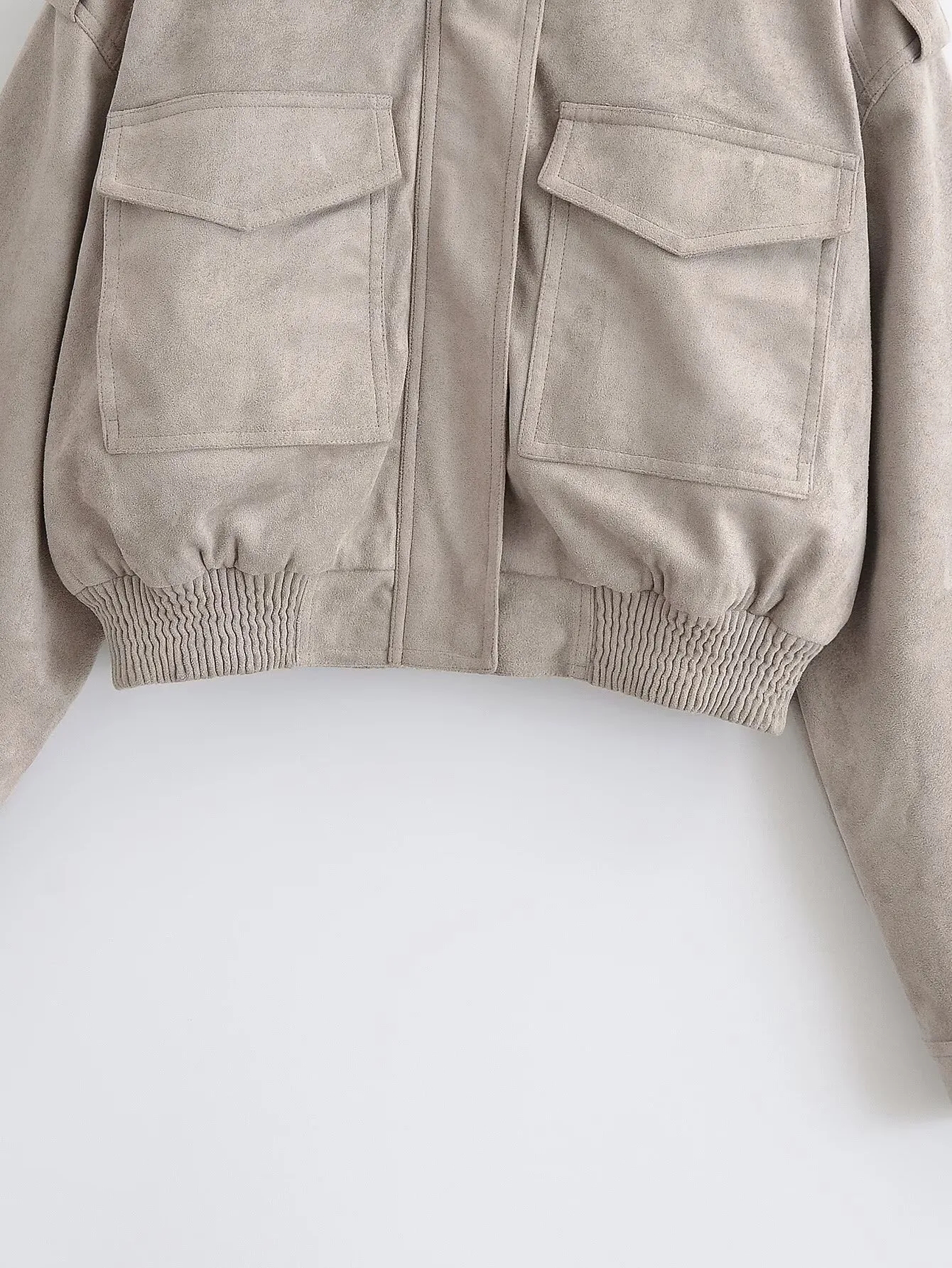 Casual Solid Color Zipper Coat Jacket with Standing Collar in Polyester Fabric